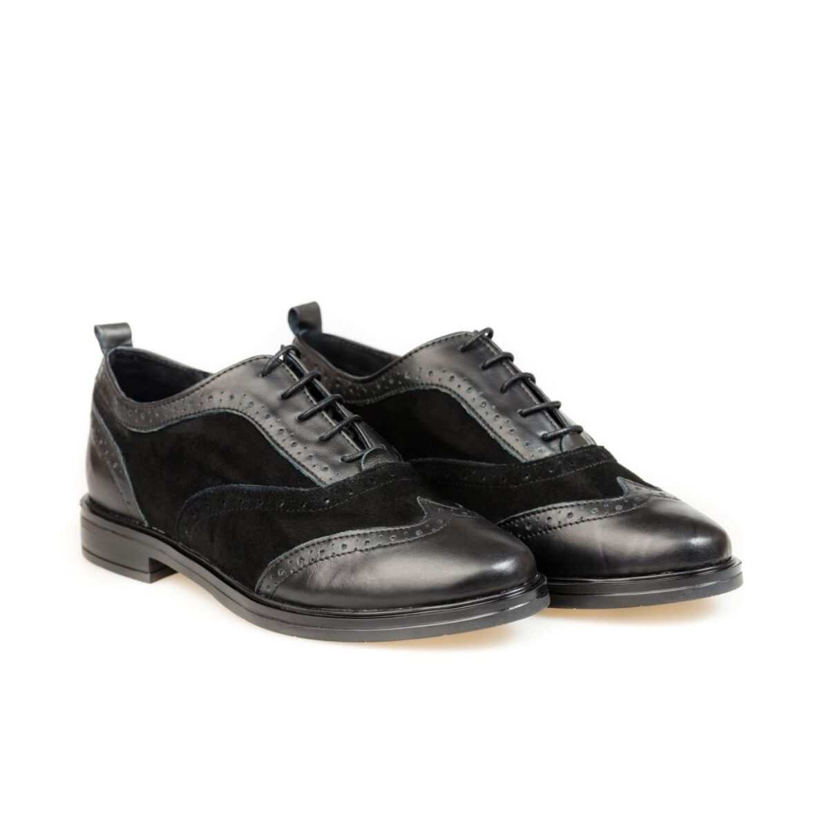 Pantofi damă din piele naturală Oxford Negru 101S-Npv