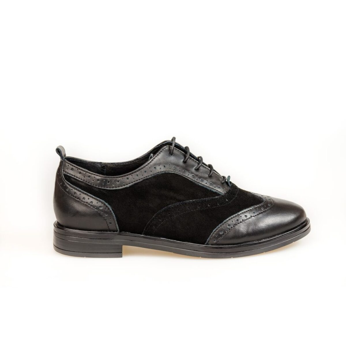 Pantofi damă din piele naturală Oxford Negru 101S-NLv