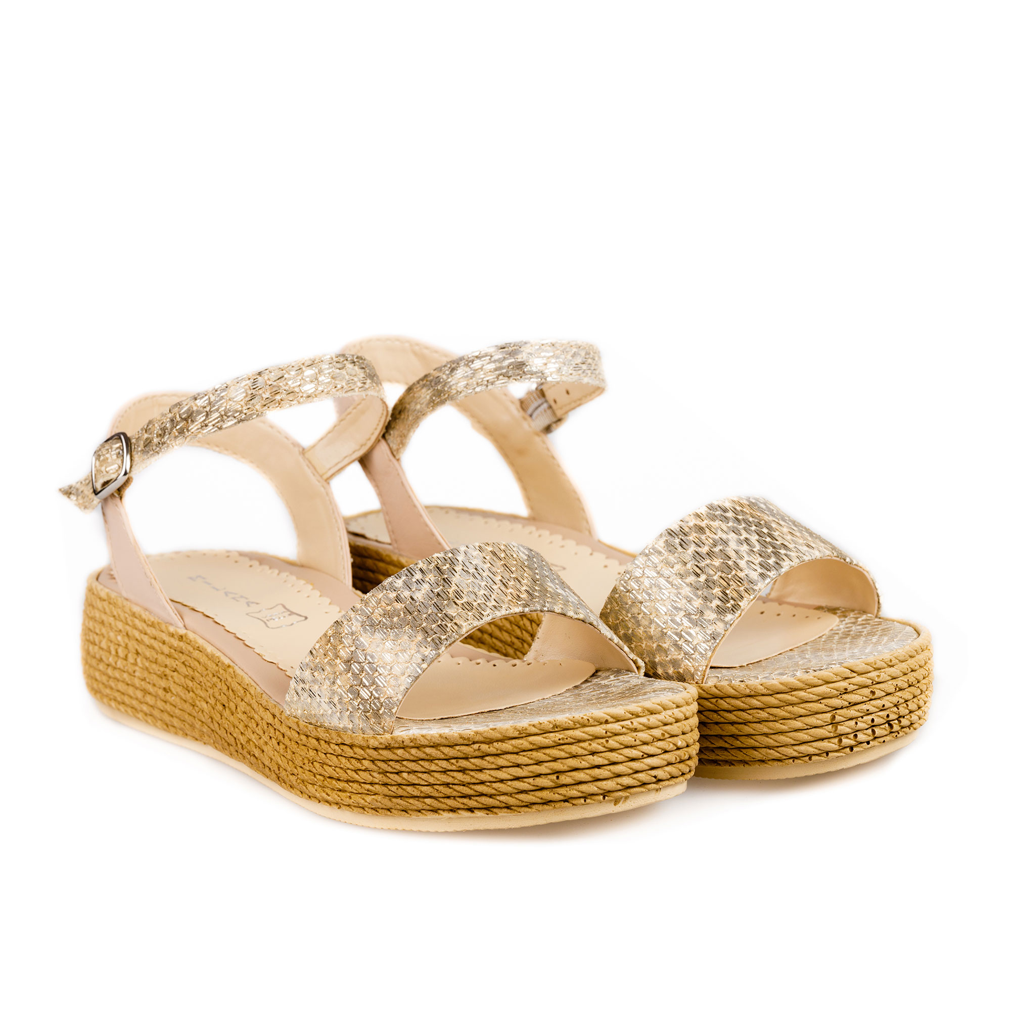 Sandale dama din piele naturala cu talpa joasa Leda 025-Nude-sarpe